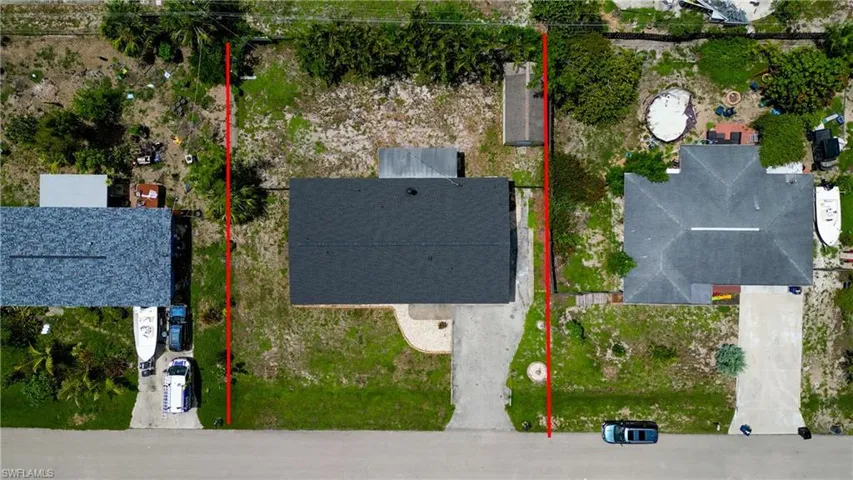 Aerial view of property's location with property parcel outlined