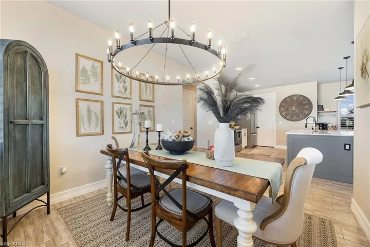 Dining room featuring an inviting chandelier