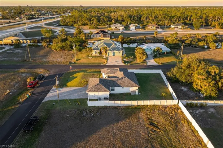 View of aerial view at dusk