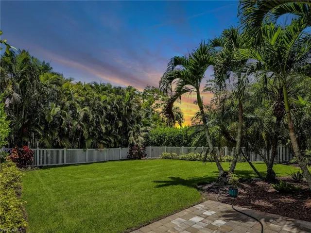 View of yard at dusk