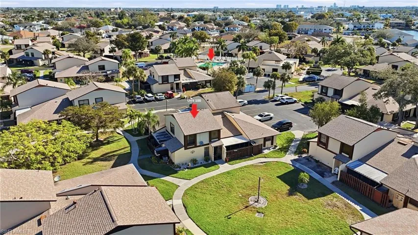 Aerial perspective of suburban area