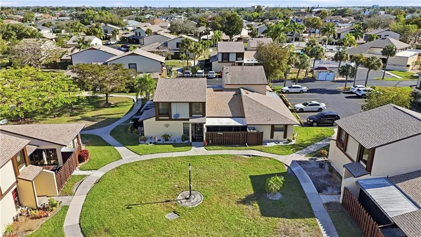 Aerial view of residence and the pool
