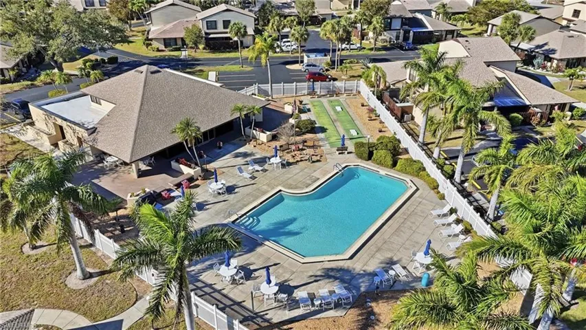 Aerial view of pool and clubhouse