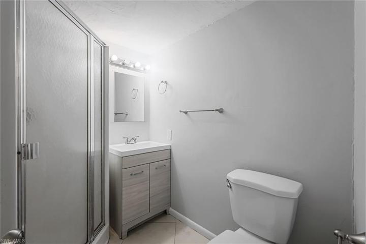 Second bathroom with walk-in shower.