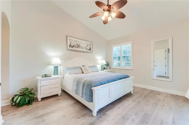 Primary bedrom with LVP flooring