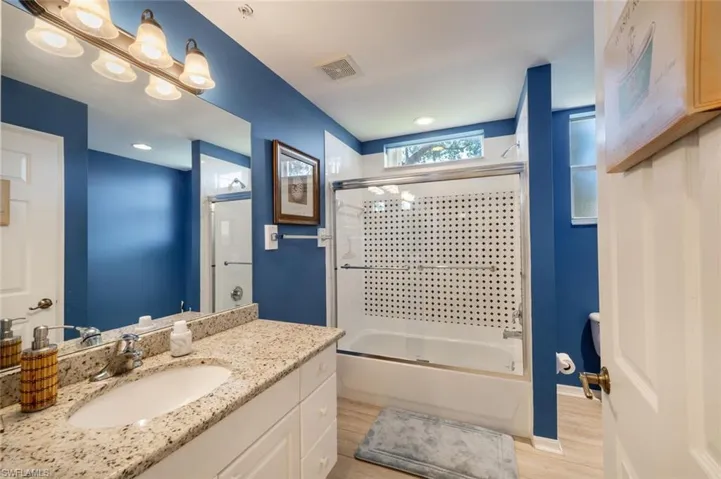 Updated, fun and acts as guest bath and ensuite bath
