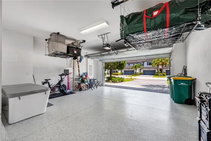 Two-Car Garage with Overhead Storage Racks