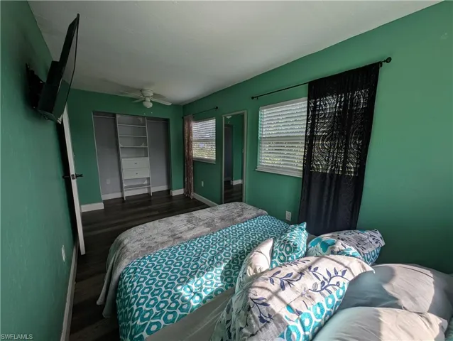 Bedroom with a closet, and ceiling fan