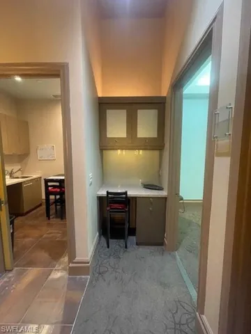 Hallway built in desk & kitchen entrance