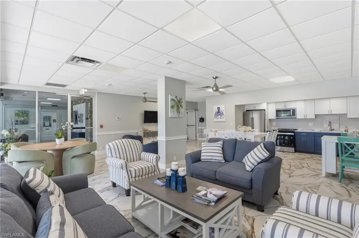 Remodeled community lounge. The common areas here were done right, not just freshened up