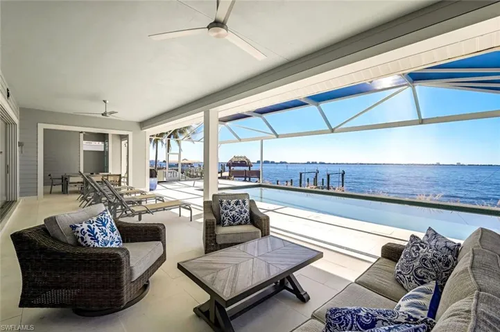 The home has been designed to provide a very generous under-truss shaded area for multiple spots for entertaining and relaxing around the pool
