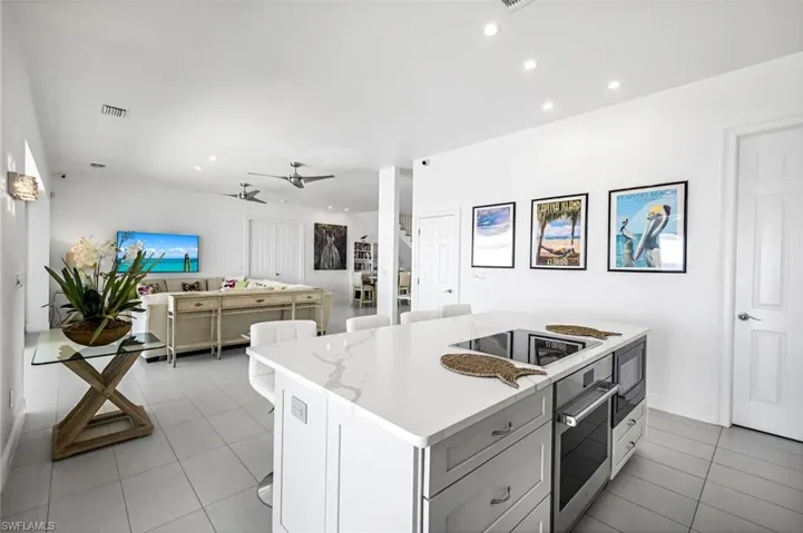View from the Kitchen over the open plan Living Room