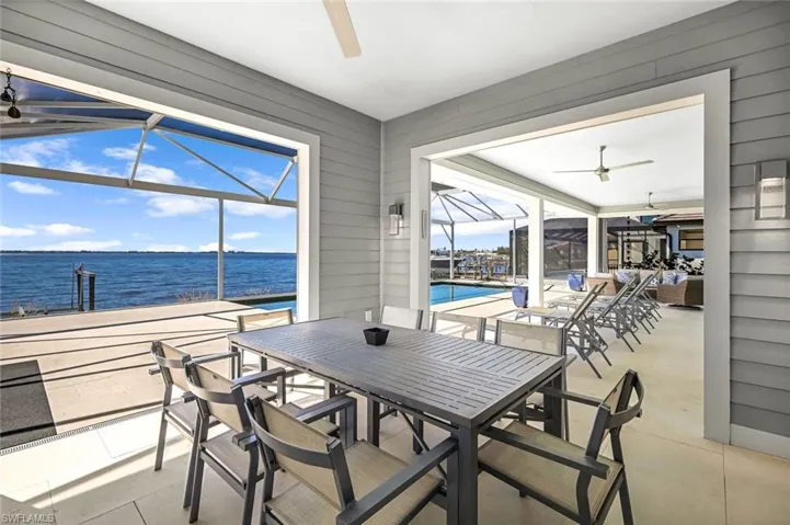 One of the multiple shaded seating areas on the Pool Deck