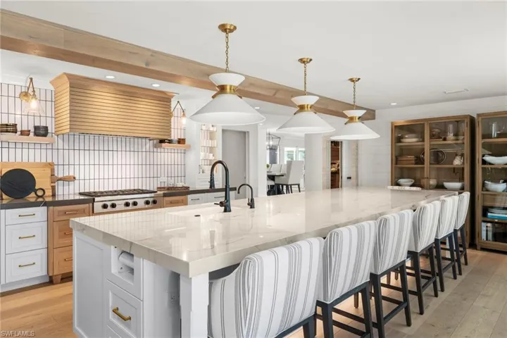 Veined Stone and Brass Accents