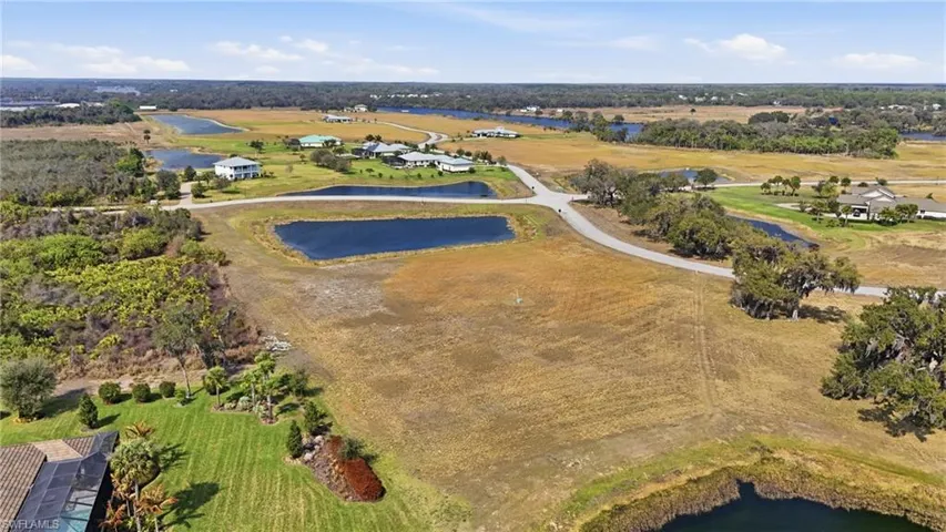 Aerial view of a nearby body of water