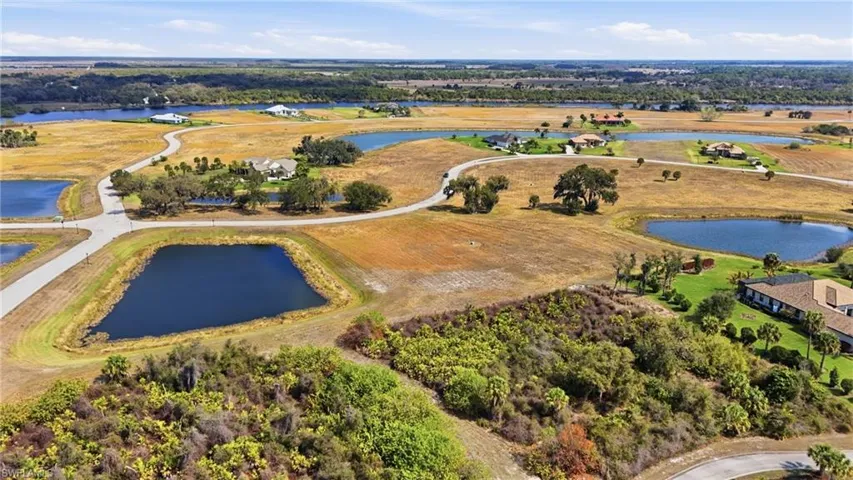 Aerial view of a nearby body of water