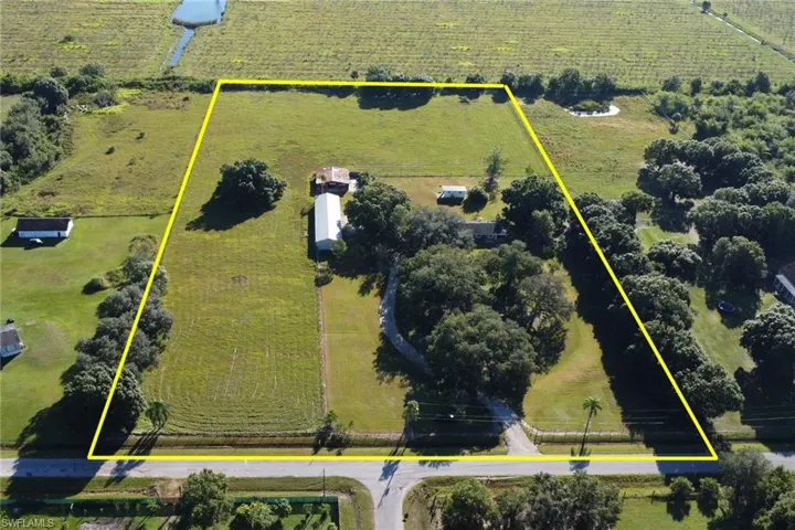 Overview of rural landscape with property boundaries highlighted