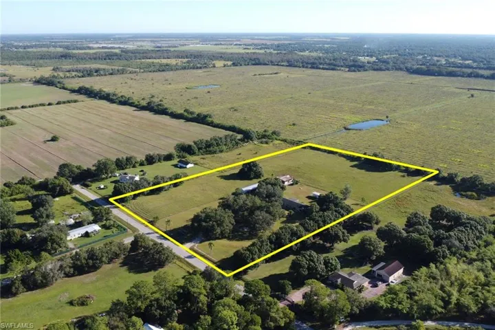 View of rural area with property boundaries highlighted