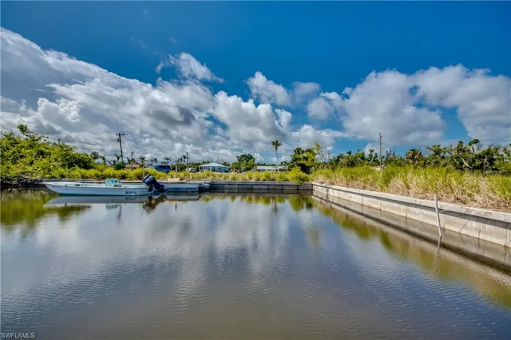 Water view with a boat dock