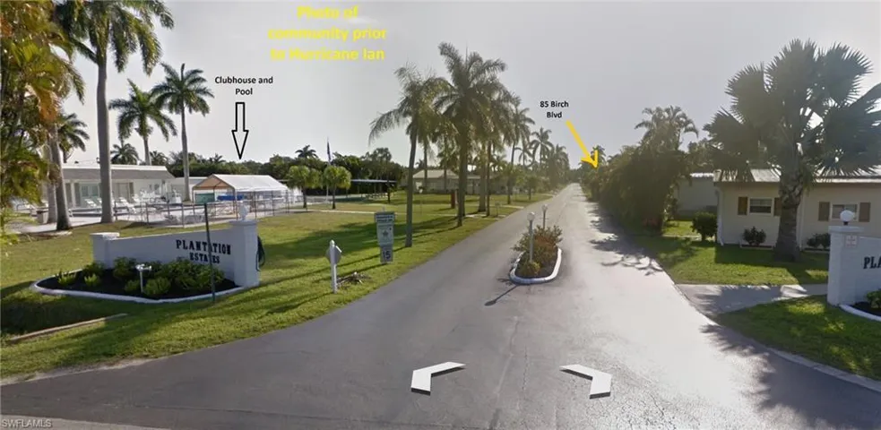 Photo of Birch BLVD and Clubhouse prior to Hurricane Ian.