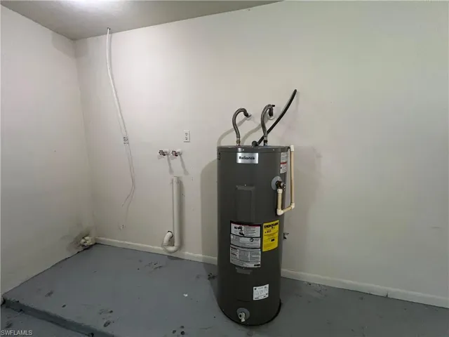 Utility room with electric water heater