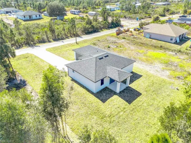 Aerial perspective of suburban area