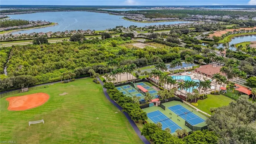 Aerial view of multi-faceted sports field