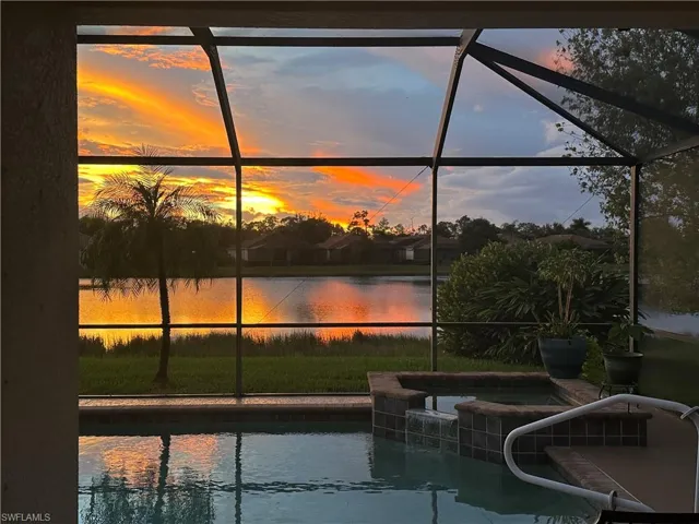 Sunset view of the lake from pool/spa.