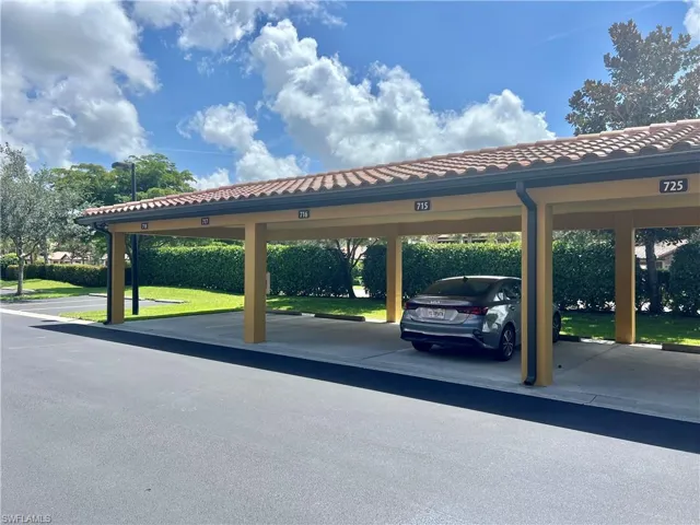 View of covered parking lot