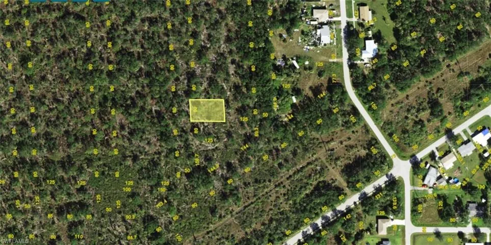 Aerial Map. Outlining the property's boundaries and surrounding parcels with numerical identifiers