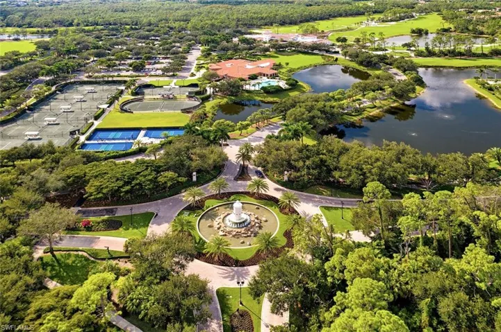 Bird's eye view of a nearby body of water