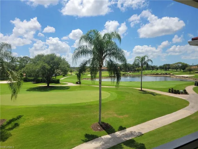 View from lanai of 5th green and lake