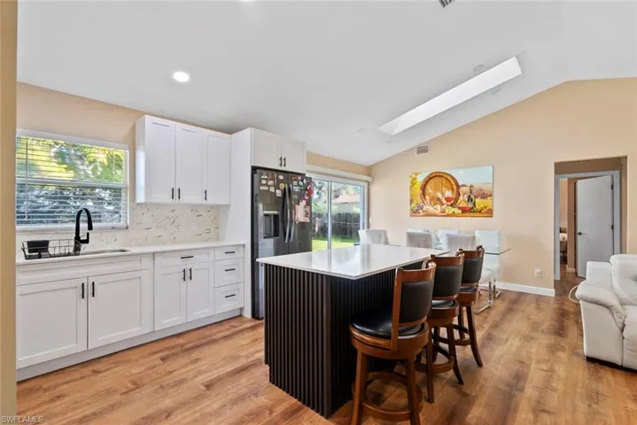 Vaulted ceiling with skylight