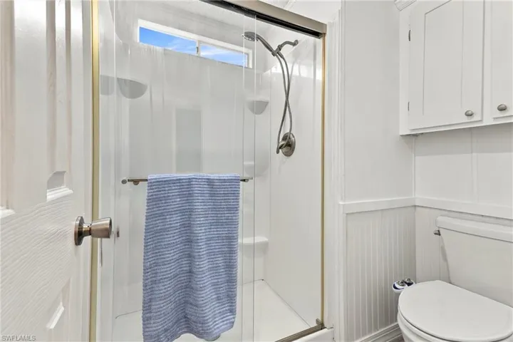 Main bath shower and toilet area