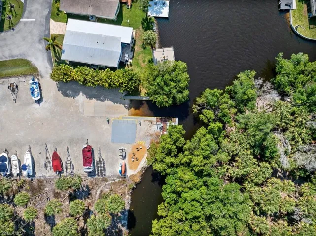 Birds eye view of boat ramp