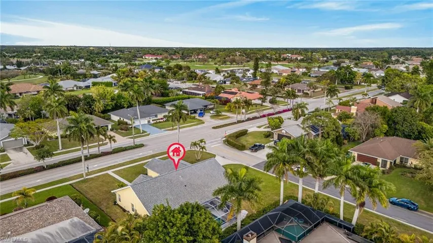 Aerial perspective of suburban area