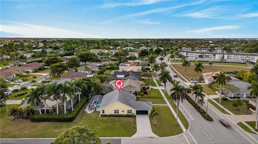 Aerial perspective of suburban area