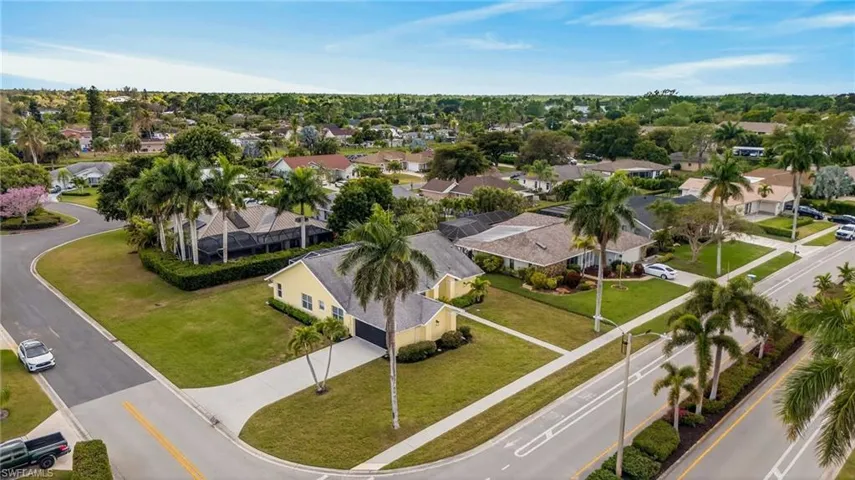Aerial perspective of suburban area
