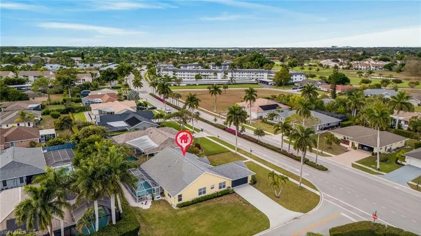 Aerial view of residential area
