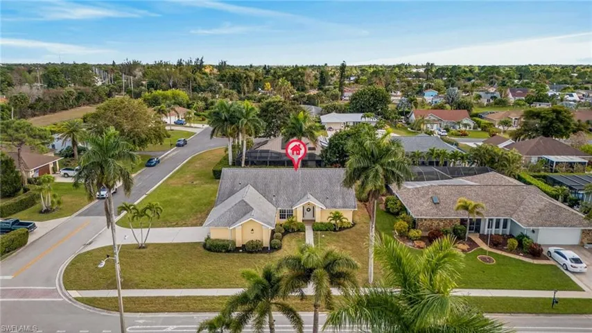 Aerial perspective of suburban area