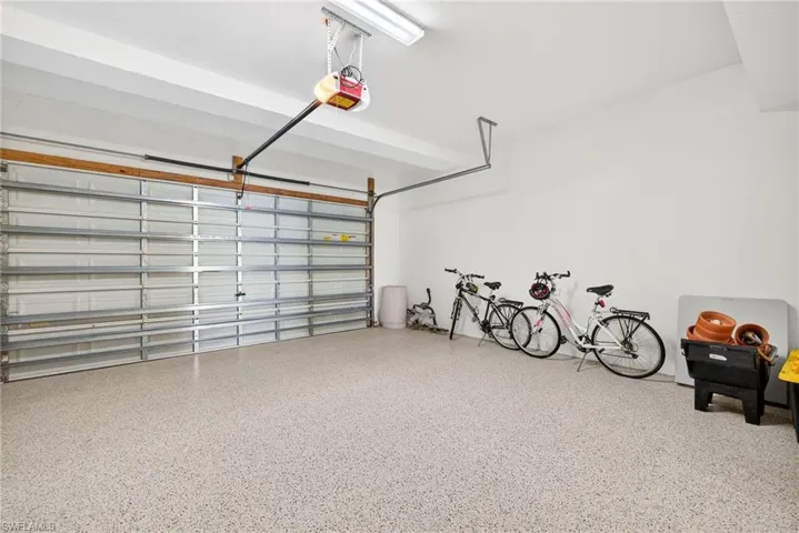 Two car garage with coated floor