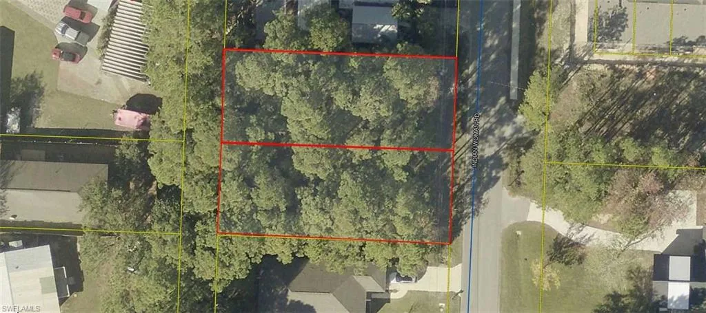 Aerial Parcel Map. Displaying the boundaries of the property and surrounding area