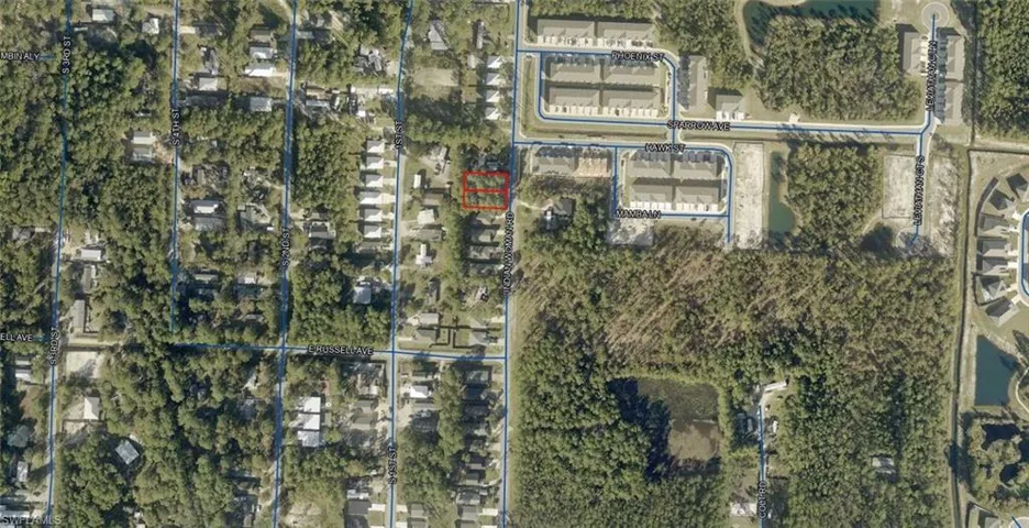 Aerial Map. Displaying the property and surrounding area