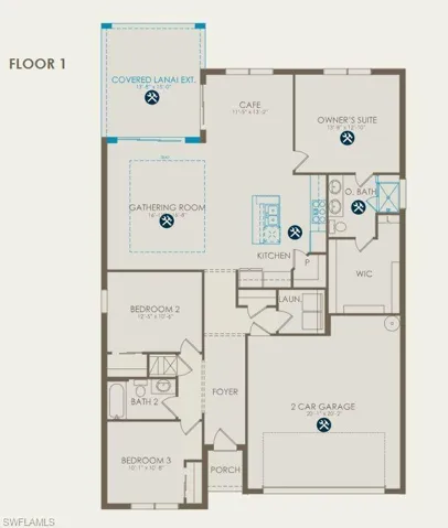 Floor plan with structural options selected