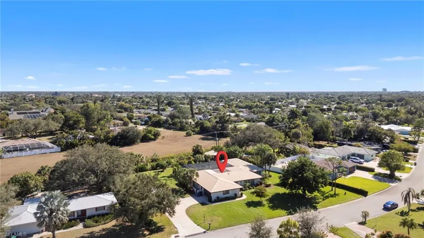 Aerial perspective of suburban area