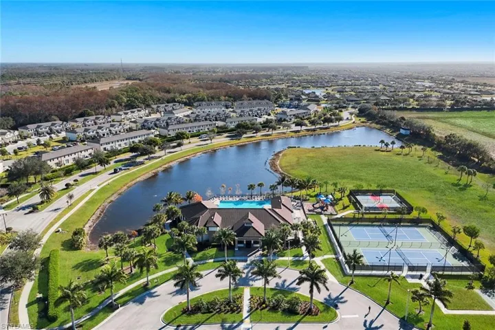Drone / aerial view of a large body of water