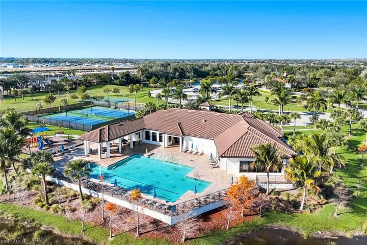 Aerial view of a pool area