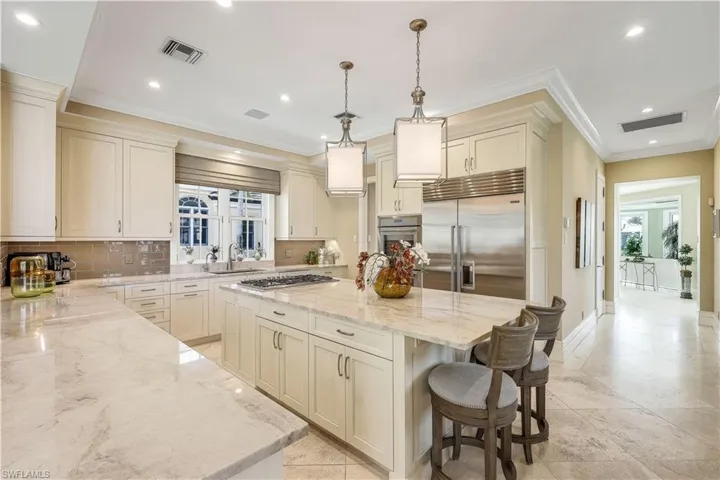 High-end kitchen with plenty of storage and room for food preparation.