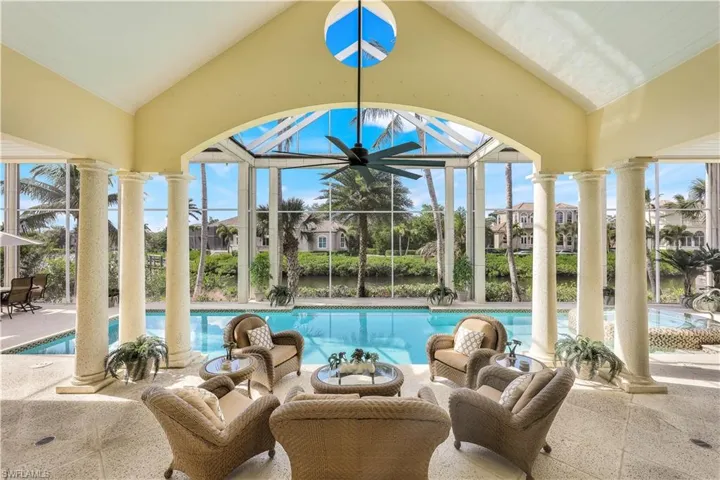 From dawn to dusk, enjoy this rambling outdoor living area all season long.