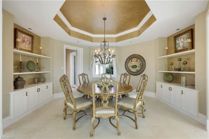 The dining area provides the perfect backdrop for a fun evening with friends and family.